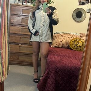 North Face Black and Cream Windbreaker/ rain Jacket